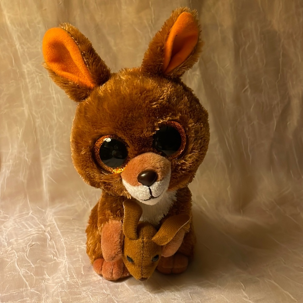 Ty Beanie Boo Baby Kangaroo Mom Baby Kipper Plush no paper ear tag